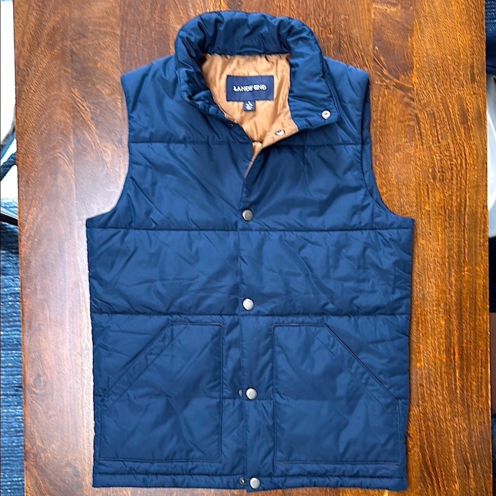 Lands' End Men's Navy Puffer Vest